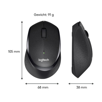 Logitech B330 SILENT PLUS Draadloze Muis, 2,4 GHz met USB-Nano-Ontvanger, 1000 DPI Optische Tracking, 2 Jaar Batterijduur, Compatibel met PC, Mac, Laptop, Chromebook - Zwart - NLMAX