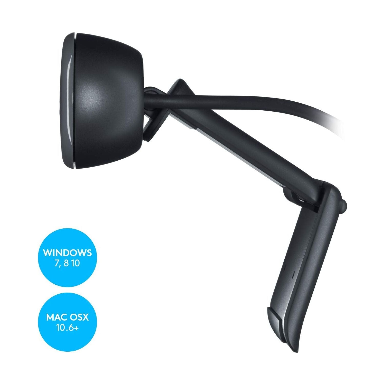 Logitech C270 HD Webcam, HD 720p/30fps, breedbeeld HD-video-oproep, HD lichtcorrectie, ruisonderdrukkende microfoon, voor Skype, FaceTime, Hangouts, WebEx, PC/Mac/Laptop/Macbook/Tablet - Grijs, 1 stuk - NLMAX