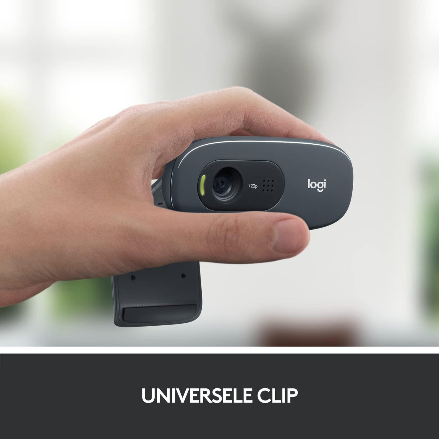 Logitech C270 HD Webcam, HD 720p/30fps, breedbeeld HD-video-oproep, HD lichtcorrectie, ruisonderdrukkende microfoon, voor Skype, FaceTime, Hangouts, WebEx, PC/Mac/Laptop/Macbook/Tablet - Grijs, 1 stuk - NLMAX