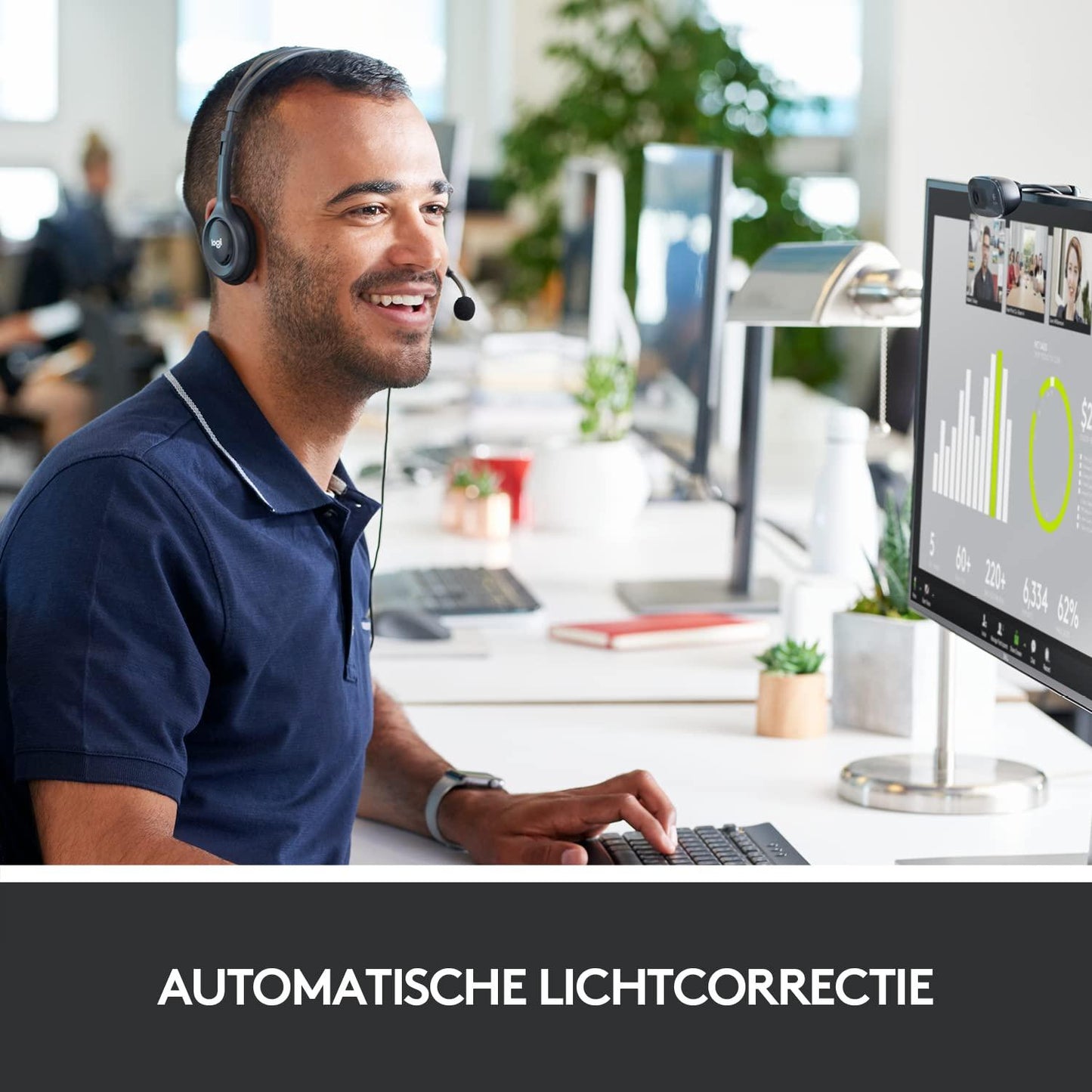 Logitech C270 HD Webcam, HD 720p/30fps, breedbeeld HD-video-oproep, HD lichtcorrectie, ruisonderdrukkende microfoon, voor Skype, FaceTime, Hangouts, WebEx, PC/Mac/Laptop/Macbook/Tablet - Grijs, 1 stuk - NLMAX