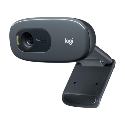 Logitech C270 HD Webcam, HD 720p/30fps, breedbeeld HD-video-oproep, HD lichtcorrectie, ruisonderdrukkende microfoon, voor Skype, FaceTime, Hangouts, WebEx, PC/Mac/Laptop/Macbook/Tablet - Grijs, 1 stuk - NLMAX