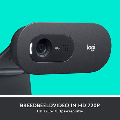 Logitech C505 HD Webcam - 720p HD Externe USB-Camera voor Desktop of Laptop met Microfoon met Groot Bereik, Compatibel met PC of Mac - Zwart - NLMAX