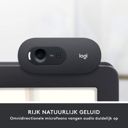 Logitech C505 HD Webcam - 720p HD Externe USB-Camera voor Desktop of Laptop met Microfoon met Groot Bereik, Compatibel met PC of Mac - Zwart - NLMAX
