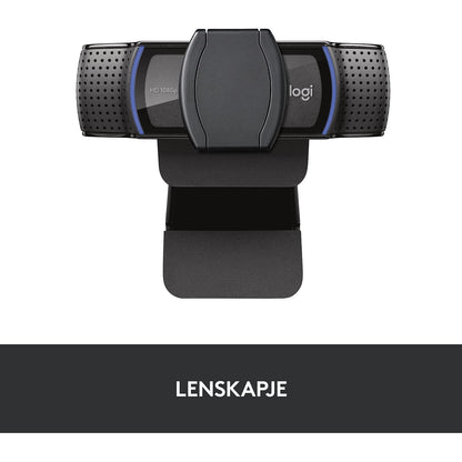 Logitech C920S HD Pro Webcam, Full HD 1080p/30fps videobellen, stereo audio, HD lichtcorrectie, privacy sluiter, werkt met Skype, Zoom, FaceTime, Hangouts, PC/Mac/Laptop/Macbook/Tablet - Zwart - NLMAX