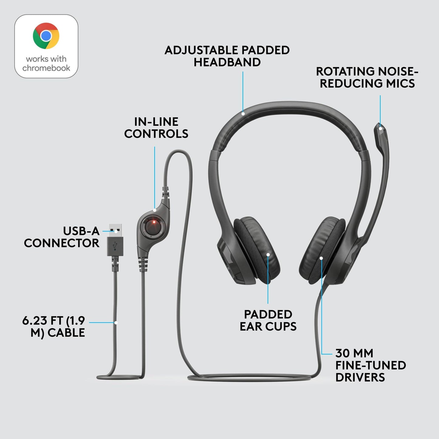 Logitech H390 USB Computer Headset - Zwart - NLMAX