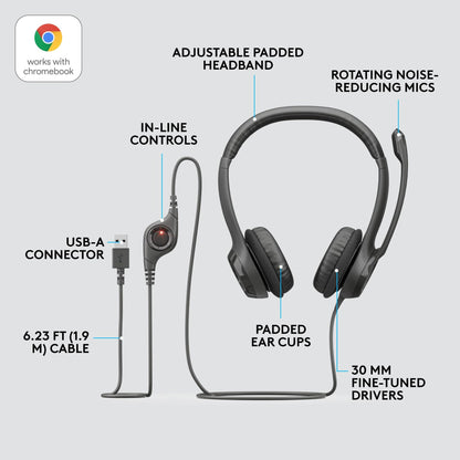 Logitech H390 USB Computer Headset - Zwart - NLMAX