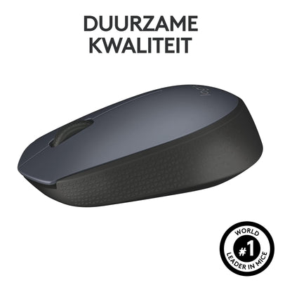 Logitech M170 draadloze muis, 2,4 GHz met USB-nano-ontvanger, optische tracking, batterijduur van 12 maanden, tweehandig, pc/Mac/laptop, zwart/grijs - NLMAX