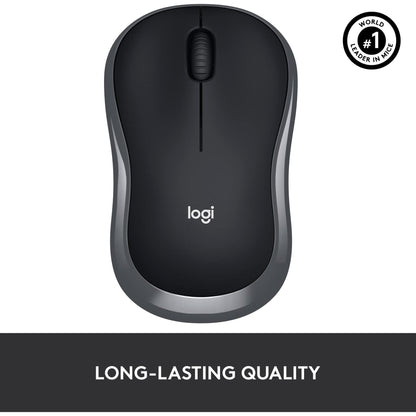 Logitech M185 draadloze muis, 2,4 GHz met USB-mini-ontvanger, batterijduur van 12 maanden, 1000 DPI optische tracking, tweehandig, compatibel met PC, Mac, laptop, grijs, 1 stuk - NLMAX