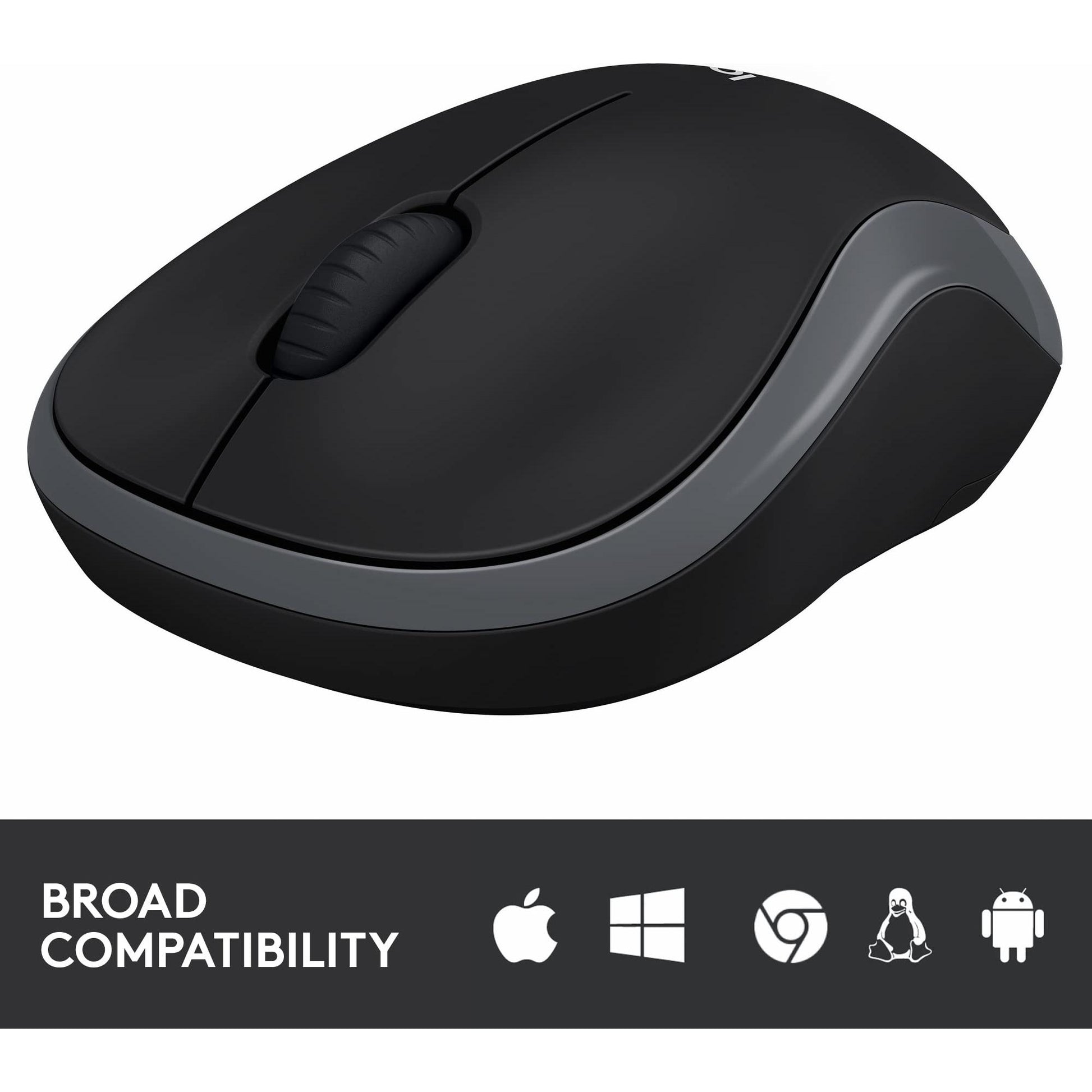 Logitech M185 draadloze muis, 2,4 GHz met USB-mini-ontvanger, batterijduur van 12 maanden, 1000 DPI optische tracking, tweehandig, compatibel met PC, Mac, laptop, grijs, 1 stuk - NLMAX