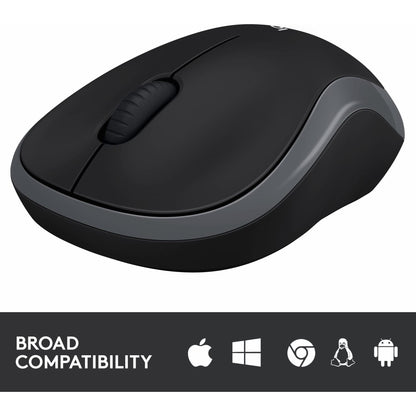 Logitech M185 draadloze muis, 2,4 GHz met USB-mini-ontvanger, batterijduur van 12 maanden, 1000 DPI optische tracking, tweehandig, compatibel met PC, Mac, laptop, grijs, 1 stuk - NLMAX