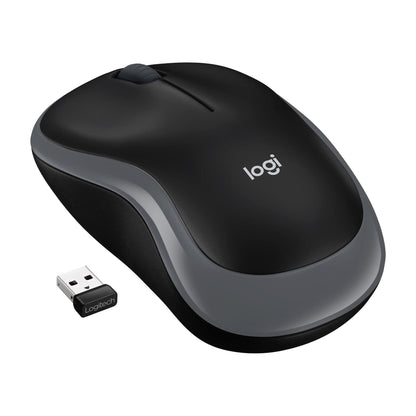 Logitech M185 draadloze muis, 2,4 GHz met USB-mini-ontvanger, batterijduur van 12 maanden, 1000 DPI optische tracking, tweehandig, compatibel met PC, Mac, laptop, grijs, 1 stuk - NLMAX