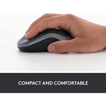 Logitech M185 draadloze muis, 2,4 GHz met USB-mini-ontvanger, batterijduur van 12 maanden, 1000 DPI optische tracking, tweehandig, compatibel met PC, Mac, laptop, grijs, 1 stuk - NLMAX