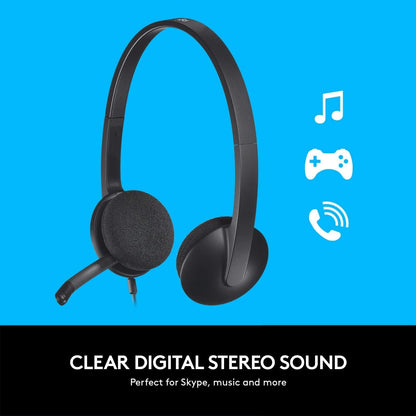 Logitech USB Headset H340, Stereo, USB Headset voor Windows en Mac - Zwart - NLMAX
