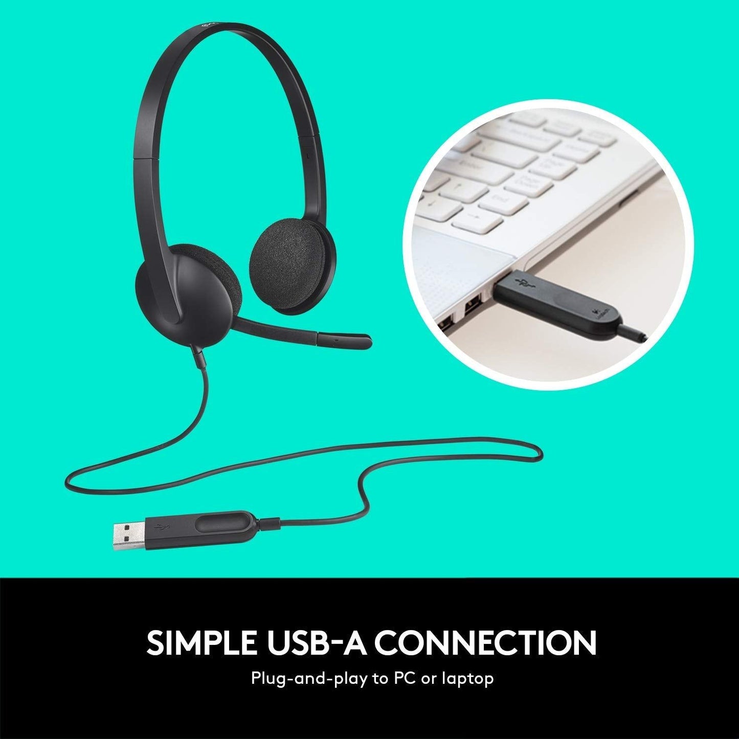 Logitech USB Headset H340, Stereo, USB Headset voor Windows en Mac - Zwart - NLMAX