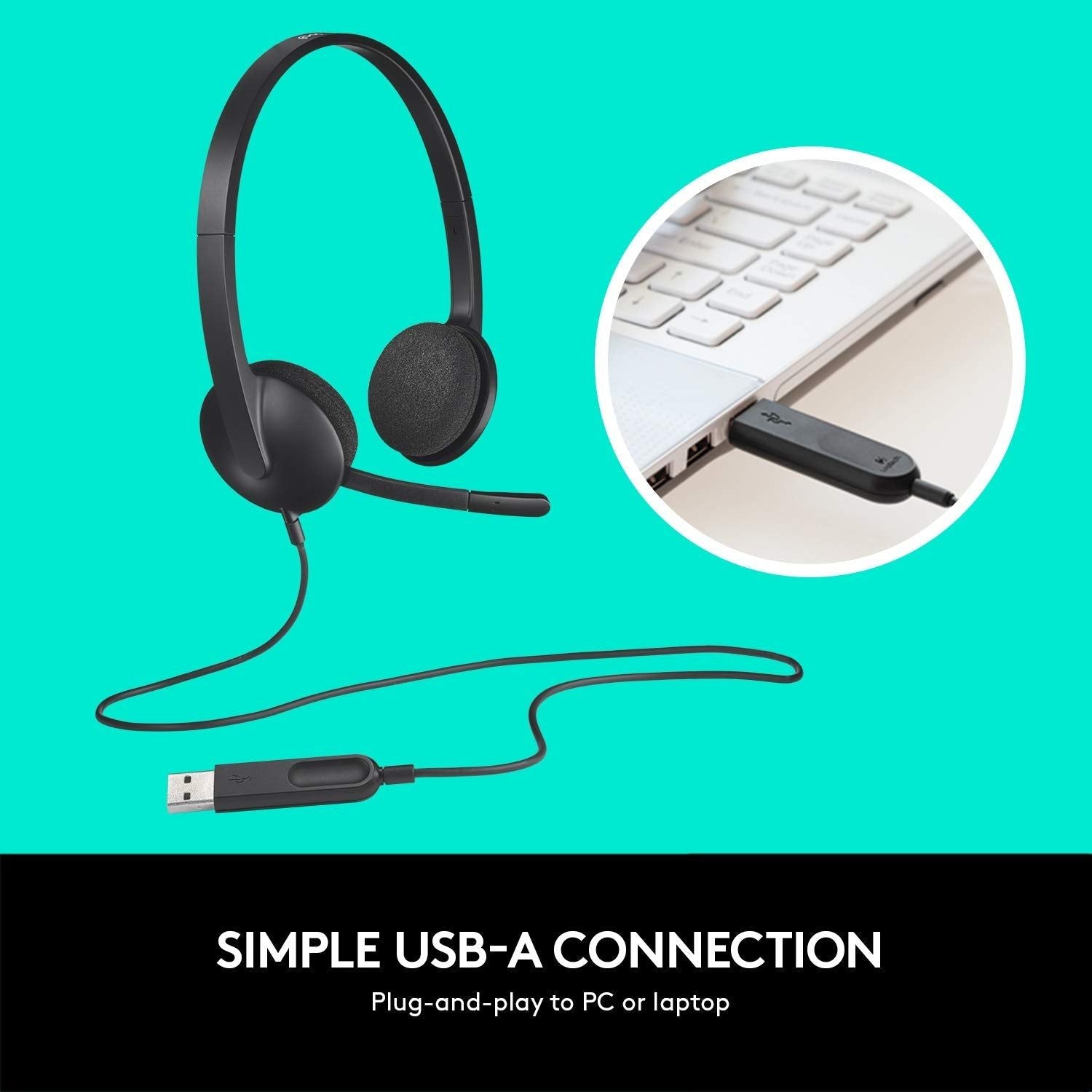 Logitech USB Headset H340, Stereo, USB Headset voor Windows en Mac - Zwart - NLMAX