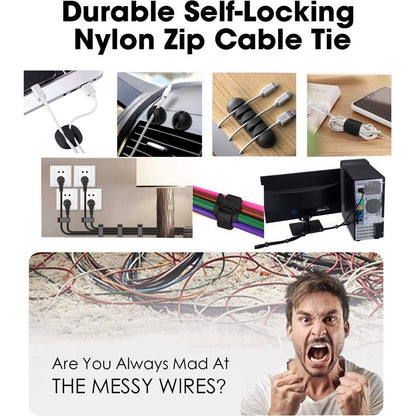 MiuCo 100 stuks kabelorganizers, Cable Management Kit met Kabelbinders Klittenband en Kabelclips Kabelhouders Zelfklevend, Kabelmanagement Set voor bureaus met cable holder en klittenband zelfklevend - NLMAX