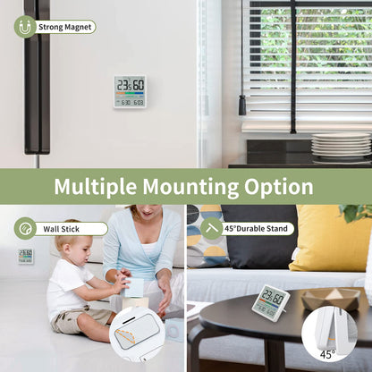 Noklead Digitale thermo-hygrometer, draagbare thermometer, hygrometer, voor binnen, met hoge nauwkeurigheid, temperatuur- en vochtigheidsmeter voor binnenklimaatbeheersing van ruimtes (Wit) - NLMAX