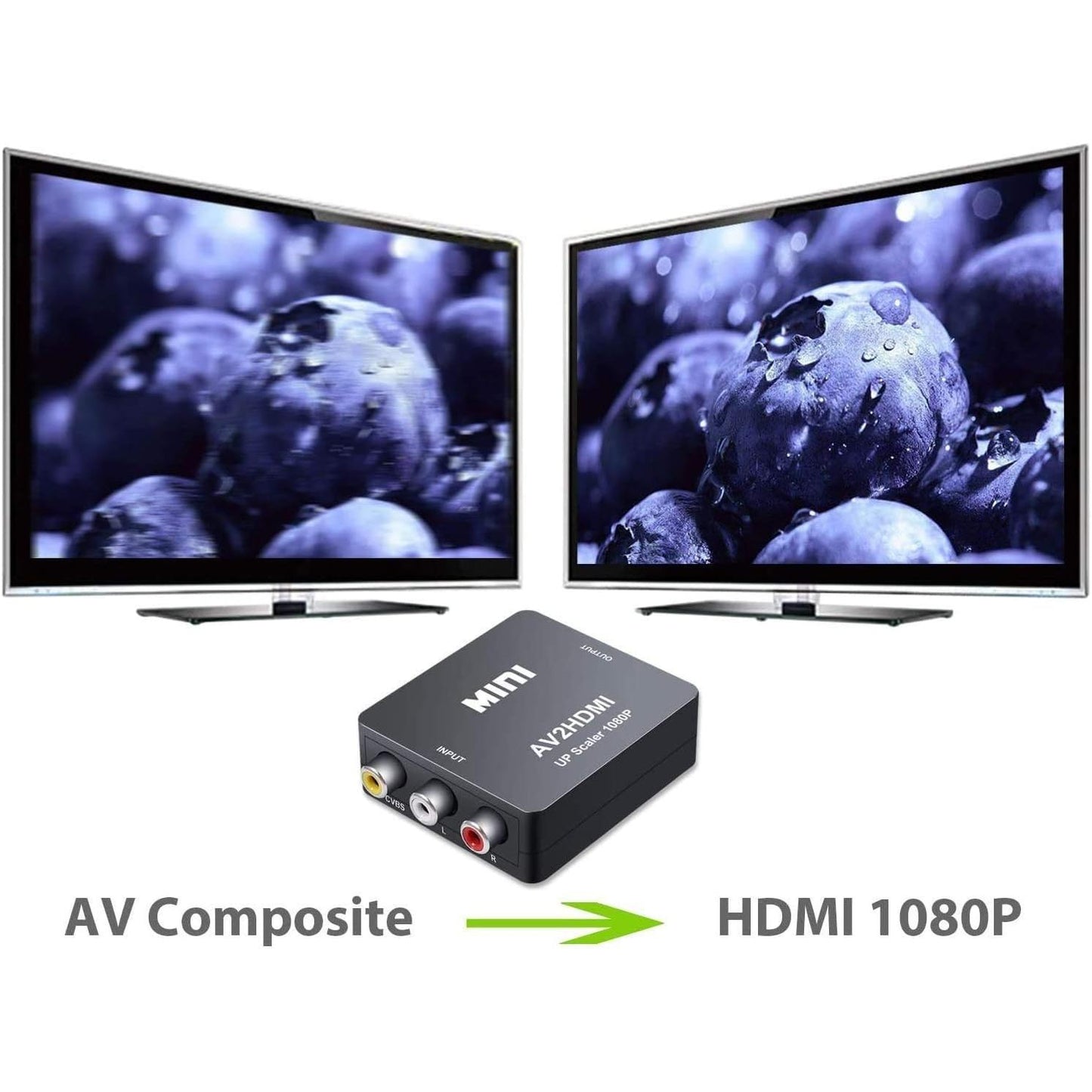NUOE Video Converter RCA to HDMI, AV to HDMI, Supports 720 1080P for Camera, Xbox 360, PS1, PS2, WII, N64, Gamecube, Snes, NES, PSP, DVD Player, VHS (1) - NLMAX