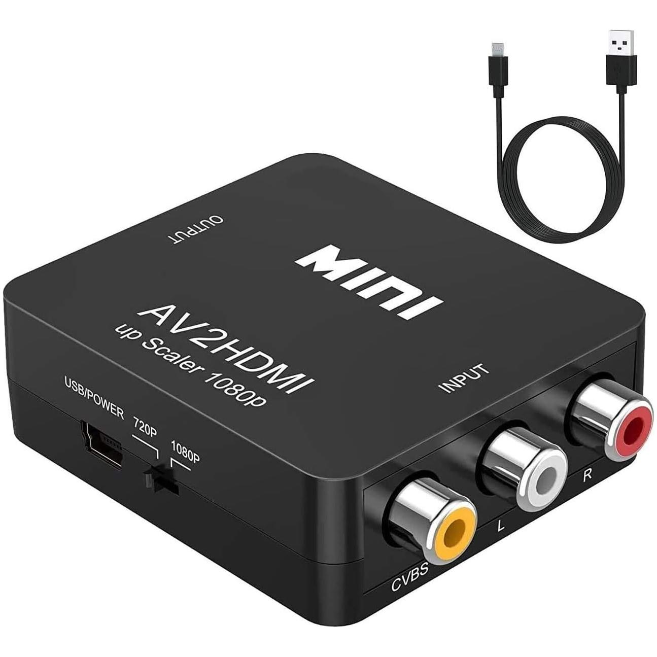 NUOE Video Converter RCA to HDMI, AV to HDMI, Supports 720 1080P for Camera, Xbox 360, PS1, PS2, WII, N64, Gamecube, Snes, NES, PSP, DVD Player, VHS (1) - NLMAX