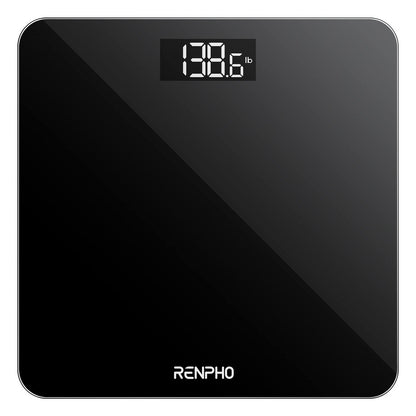 RENPHO Digitale Badkamerweegschaal Weegschaal met Hoge Precisie Voor Het Lichaam met Groot LED-Display, Step-On-Technologie, Capaciteit 180kg / 400lb, Zwart - NLMAX
