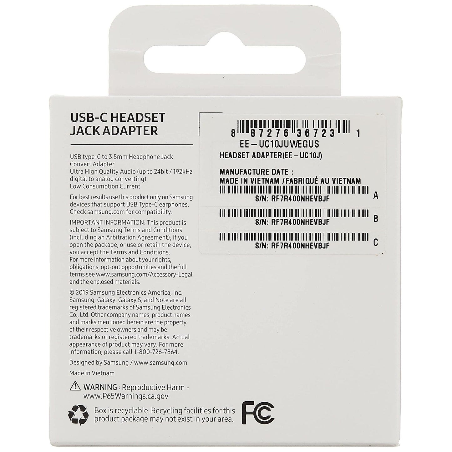 Samsung EE-UC10JUWEGUS USB-C naar 3,5 mm hoofdtelefoonaansluiting adapter voor Note10 en Note10+ (US versie met garantie) - NLMAX