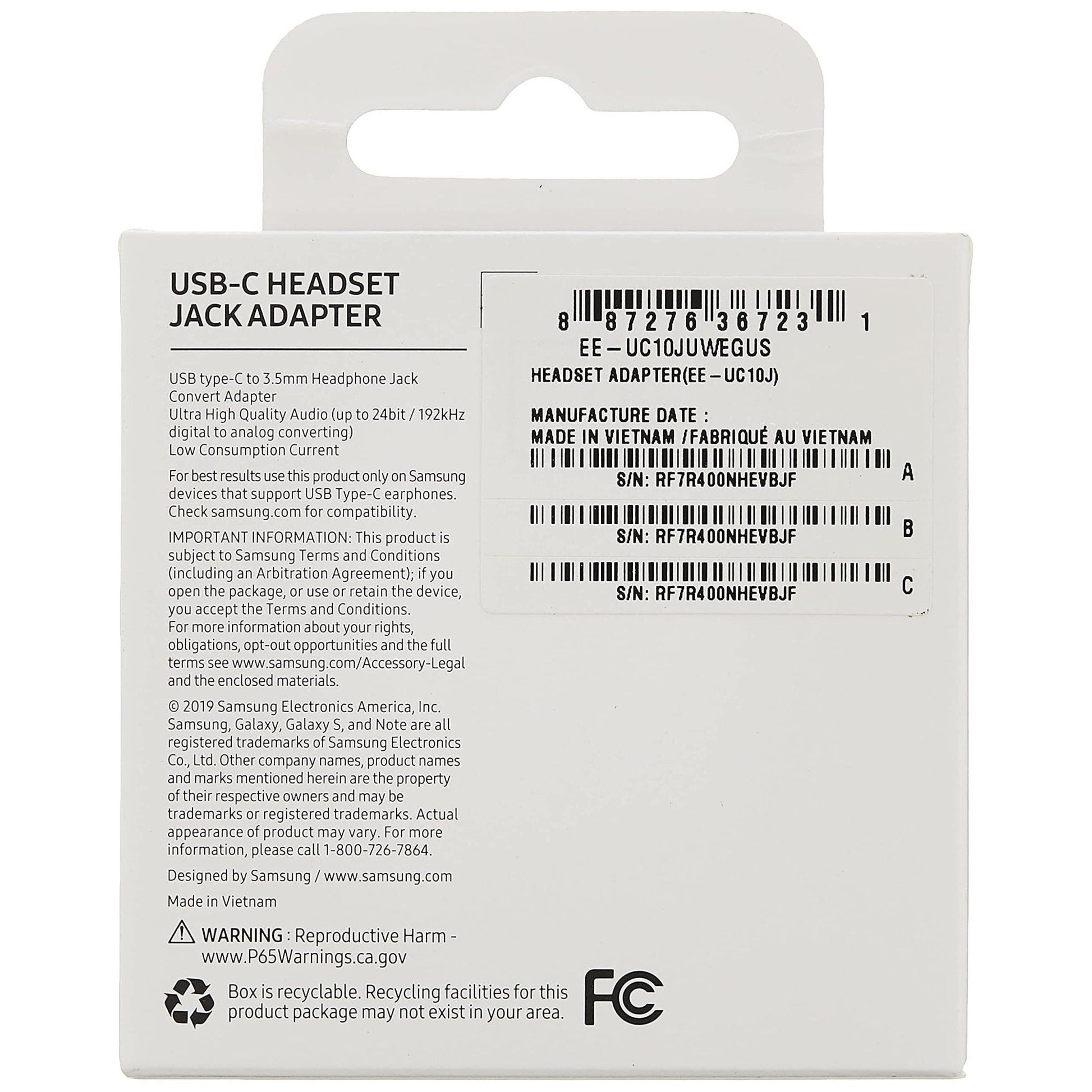 Samsung EE-UC10JUWEGUS USB-C naar 3,5 mm hoofdtelefoonaansluiting adapter voor Note10 en Note10+ (US versie met garantie) - NLMAX