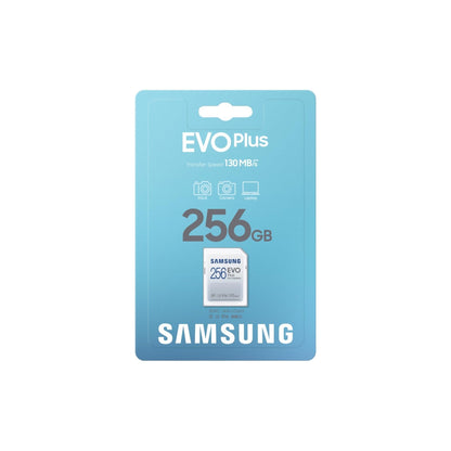 Samsung EVO Plus SD-geheugenkaart, 256GB, SDXC UHS-I U1, Full HD, 130MB/s leessnelheid, geheugenkaart voor spiegelreflexcamera's en systeemcamera's, MB-SC256K/EU - NLMAX
