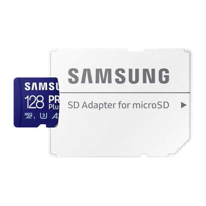 Samsung PRO Plus microSD-geheugenkaart, 128GB, UHS-I U3, Full HD & 4K UHD, 180 MB/s lezen, 130 MB/s schrijven, voor smartphone, drone of action-cam, incl. SD-adapter, MB-MD128SA/EU - NLMAX