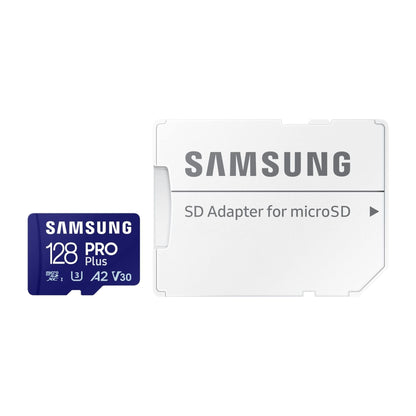Samsung PRO Plus microSD-geheugenkaart, 128GB, UHS-I U3, Full HD & 4K UHD, 180 MB/s lezen, 130 MB/s schrijven, voor smartphone, drone of action-cam, incl. SD-adapter, MB-MD128SA/EU - NLMAX