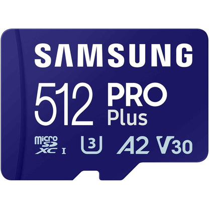 Samsung PRO Plus microSD-geheugenkaart, 512GB, UHS-I U3, Full HD & 4K UHD, 180 MB/s lezen, 130 MB/s schrijven, voor smartphone, drone of action-cam, incl. SD-adapter, MB-MD512SA/EU - NLMAX