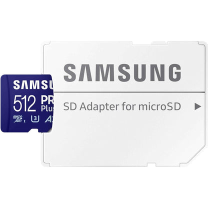 Samsung PRO Plus microSD-geheugenkaart, 512GB, UHS-I U3, Full HD & 4K UHD, 180 MB/s lezen, 130 MB/s schrijven, voor smartphone, drone of action-cam, incl. SD-adapter, MB-MD512SA/EU - NLMAX