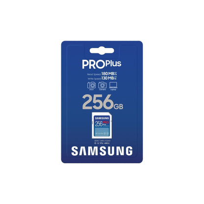 Samsung PRO Plus SD-geheugenkaart, 256 GB, UHS-I U3, Full HD & 4K UHD, 180 MB/s lezen, 130 MB/s schrijven, voor spiegelreflexcamera's en systeemcamera's, MB-SD256S/EU - NLMAX