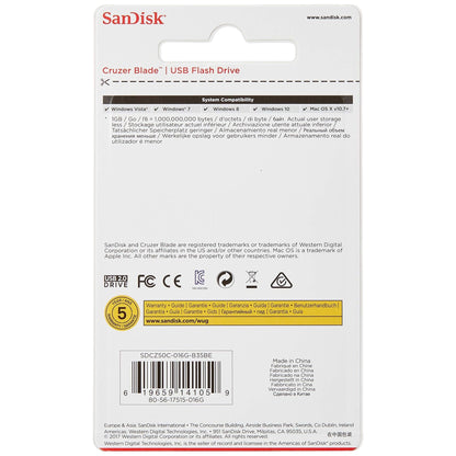 SanDisk 16GB Cruzer Blade USB Flash Drive - Electric Blue - NLMAX