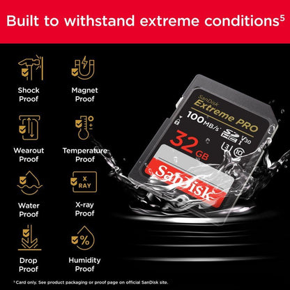 SanDisk 32 GB Extreme PRO RescuePRO Deluxe SDHC+-kaart, tot 100 MB/s, UHS-I, klasse 10, U3, V30 - NLMAX