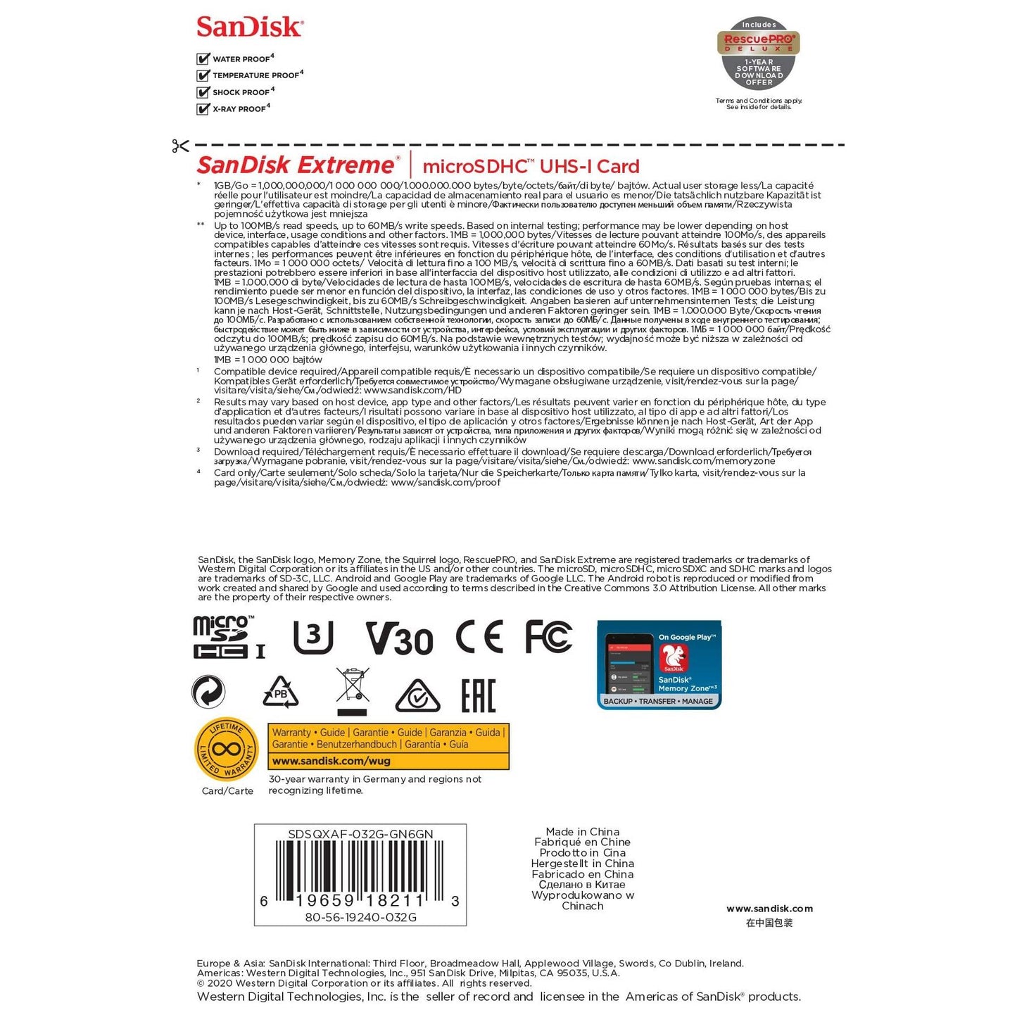 SanDisk Extreme MicroSD-Kaart Voor Mobiele Gaming 32 GB (Voor Smartphones En Tablets, A1, V30, Tot 100 MB/s Leessnelheid, Voor AAA/3D/VR-Gamegraphics En 4K UHD-Video’s) - NLMAX