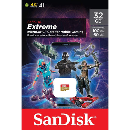 SanDisk Extreme MicroSD-Kaart Voor Mobiele Gaming 32 GB (Voor Smartphones En Tablets, A1, V30, Tot 100 MB/s Leessnelheid, Voor AAA/3D/VR-Gamegraphics En 4K UHD-Video’s) - NLMAX