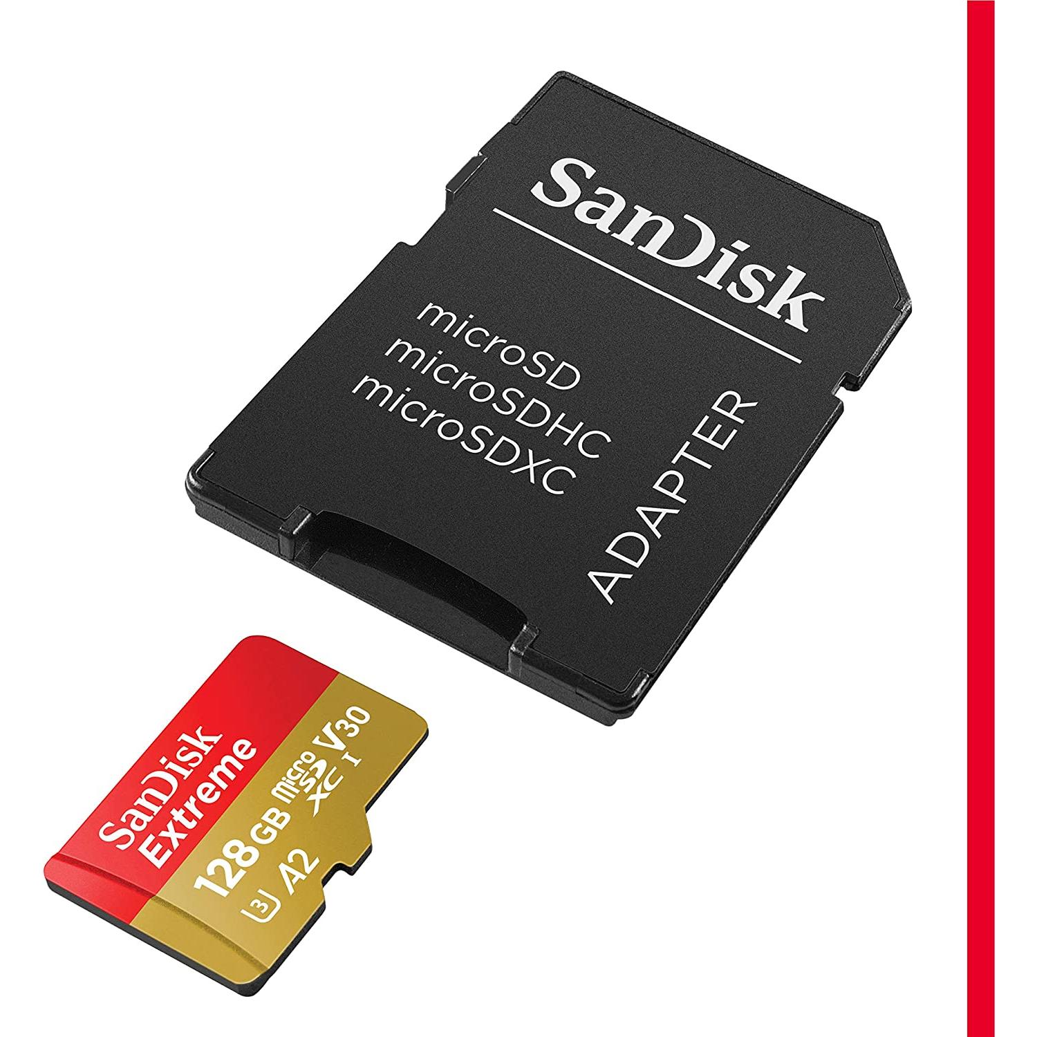 SanDisk Extreme microSDXC-geheugenkaart + SD-adapter met A2 App Performance + Rescue Pro Deluxe, tot 170 MB/s, Klasse 10, UHS-I, U3, V30, Rood/Goud - NLMAX