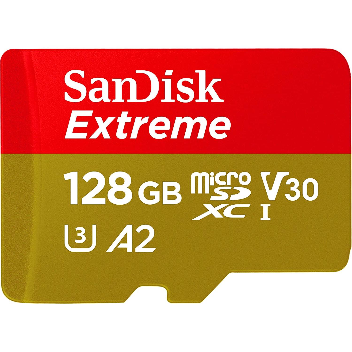 SanDisk Extreme microSDXC-geheugenkaart + SD-adapter met A2 App Performance + Rescue Pro Deluxe, tot 170 MB/s, Klasse 10, UHS-I, U3, V30, Rood/Goud - NLMAX