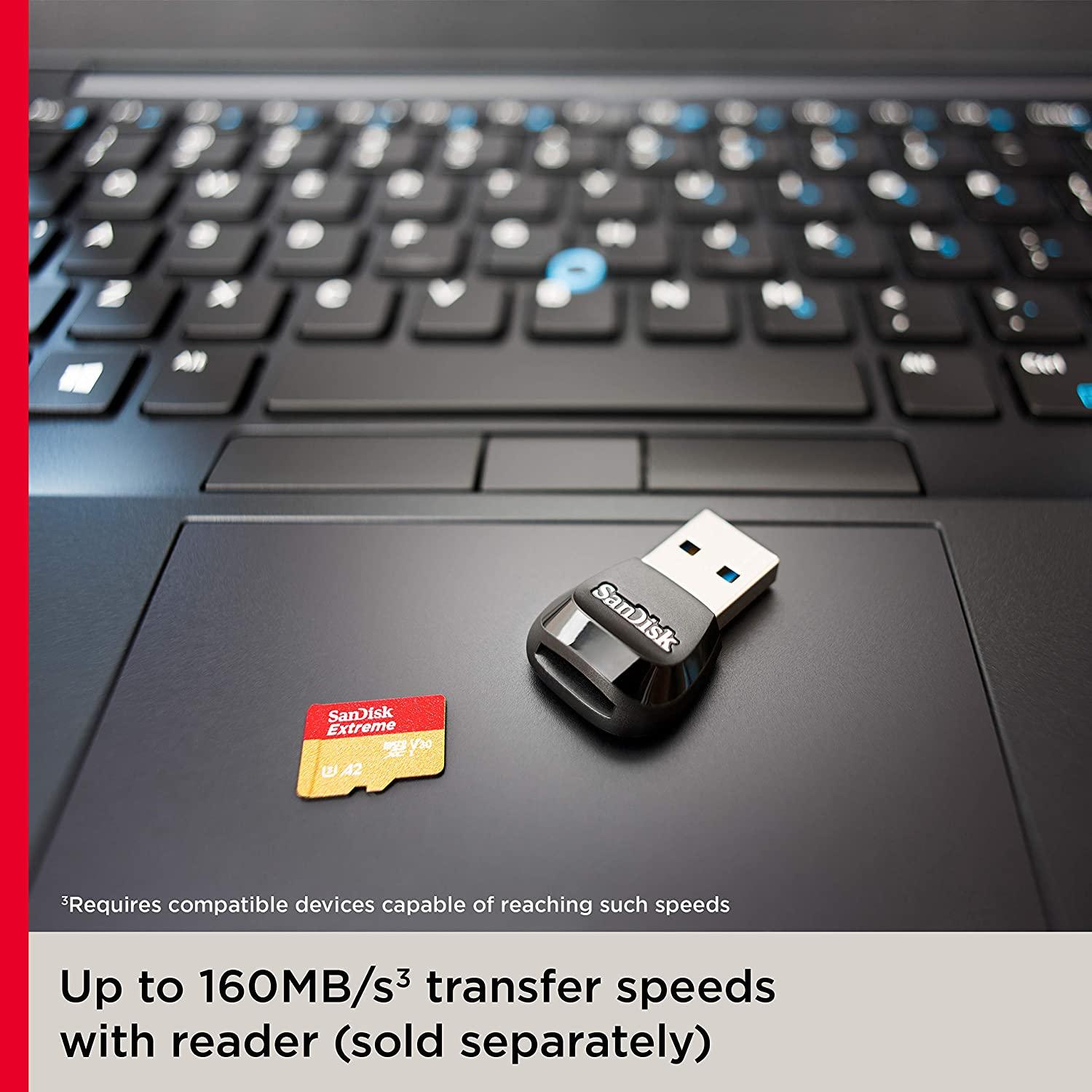 SanDisk Extreme microSDXC-geheugenkaart + SD-adapter met A2 App Performance + Rescue Pro Deluxe, tot 170 MB/s, Klasse 10, UHS-I, U3, V30, Rood/Goud - NLMAX