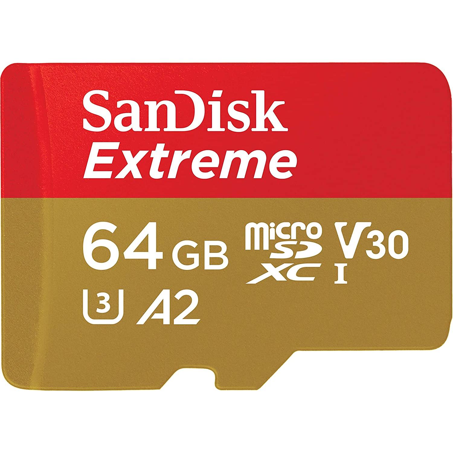 SanDisk Extreme microSDXC-geheugenkaart + SD-adapter met A2 App Performance + Rescue Pro Deluxe, tot 170 MB/s, Klasse 10, UHS-I, U3, V30, Rood/Goud - NLMAX