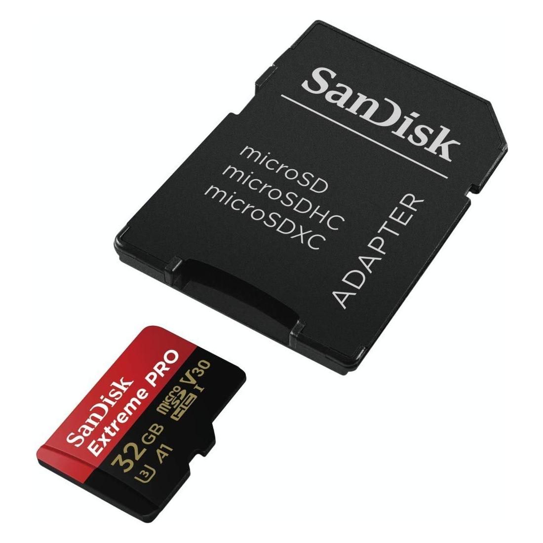 SanDisk Extreme PRO 32 GB MicroSDHC UHS‐I‐Kaart Met SD-Adapter (A1 App Performance, 2 Jaar RescuePRO Deluxe Software, Leessnelheden Tot 100 MB/s, Class 10, UHS-I, U3, V30, 30 Jaar Garantie) Zwart - NLMAX