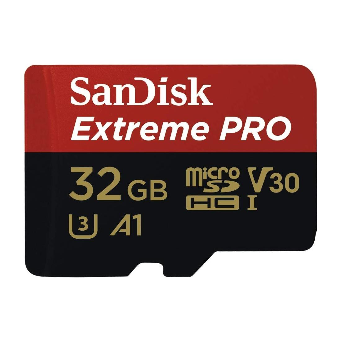 SanDisk Extreme PRO 32 GB MicroSDHC UHS‐I‐Kaart Met SD-Adapter (A1 App Performance, 2 Jaar RescuePRO Deluxe Software, Leessnelheden Tot 100 MB/s, Class 10, UHS-I, U3, V30, 30 Jaar Garantie) Zwart - NLMAX