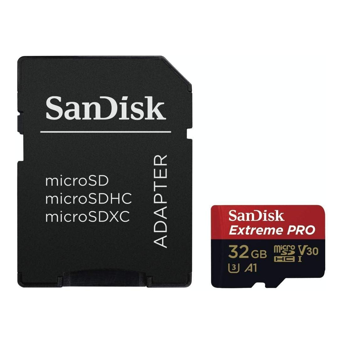 SanDisk Extreme PRO 32 GB MicroSDHC UHS‐I‐Kaart Met SD-Adapter (A1 App Performance, 2 Jaar RescuePRO Deluxe Software, Leessnelheden Tot 100 MB/s, Class 10, UHS-I, U3, V30, 30 Jaar Garantie) Zwart - NLMAX