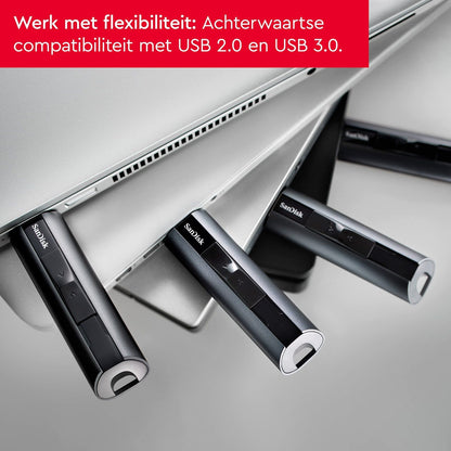 SanDisk Extreme PRO USB 3.2 Solid State-Flashdrive 128 GB (Draagbare En Betrouwbare, Leessnelheden Tot 420 MB/s, Behuizing Van Aluminium, Versleutelingssoftware) Zwart - NLMAX