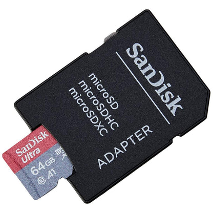 SanDisk Ultra 64GB microSDXC Memory Card + SD Adapter with A1 App Performance Up to 120MB/s, Class 10, UHS-I - NLMAX