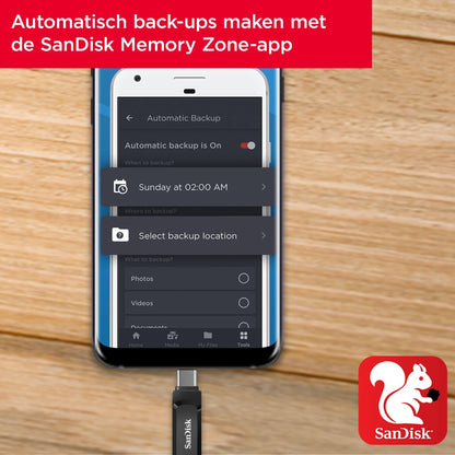SanDisk Ultra Dual Drive Go USB Type-C Flashdrive 128 GB (2-In-1 Flashdrive, USB Type-C En Type-A, Automatisch Back-Ups, SanDisk Memory Zone-App, 400 MB/s) - NLMAX