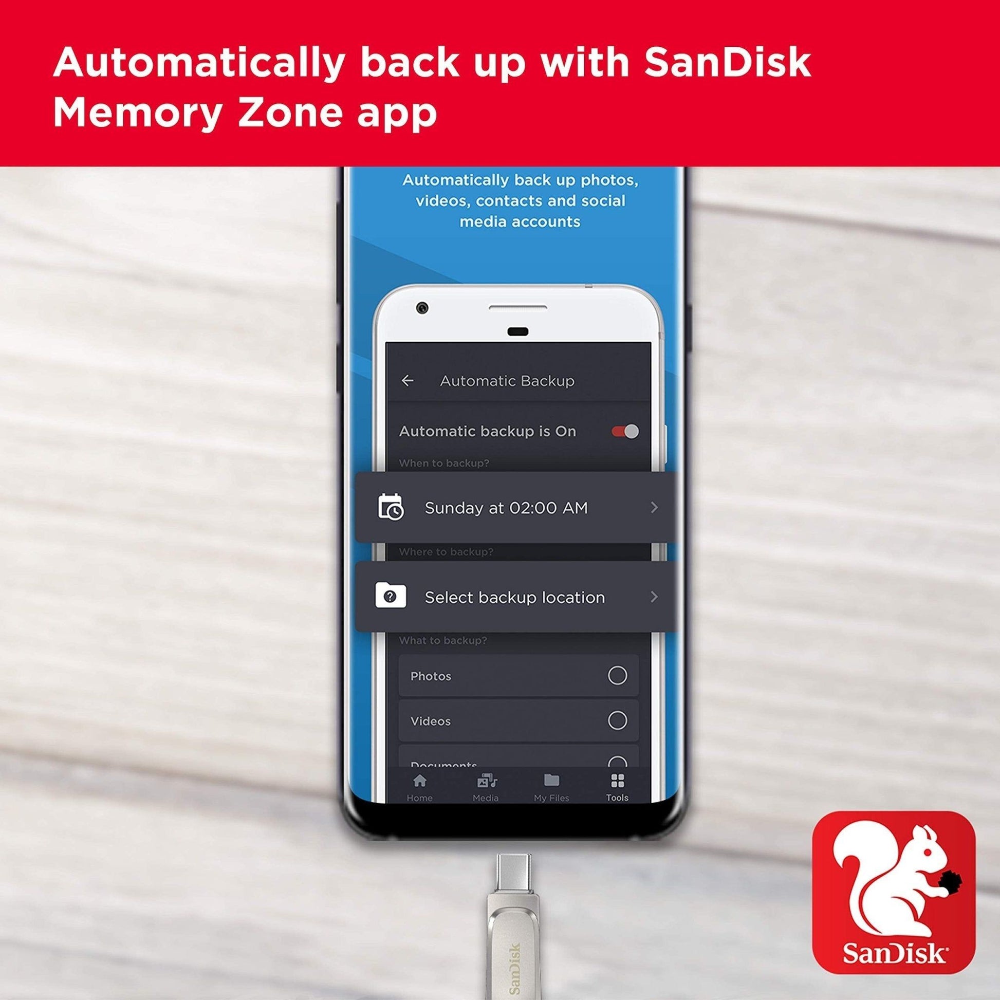SanDisk Ultra Dual Drive Luxe USB Type-C-Flashdrive 64 GB (USB 3.1 Gen 1, Leessnelheden Tot 150 MB/s, Wachtwoordbeveiliging, Automatische Back-Up) - NLMAX
