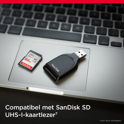 SanDisk Ultra SDXC UHS-I-Kaart 64 GB (Full HD-Video’s, UHS-I-Videoprestaties, Leessnelheden Tot 140 MB/s, Bestand Tegen Water, Temperatuurschommelingen, 10 Jaar Beperkte Garantie) - NLMAX