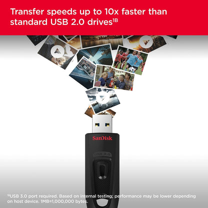 SanDisk Ultra USB 3.0-Flashdrive 128 GB (Overdrachtssnelheden Tot 130 MB/s, SanDisk SecureAccess-Software, Met 128-Bit AES-Versleuteling, RescuePRO Deluxe Software) - NLMAX