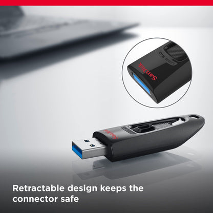 SanDisk Ultra USB 3.0-Flashdrive 128 GB (Overdrachtssnelheden Tot 130 MB/s, SanDisk SecureAccess-Software, Met 128-Bit AES-Versleuteling, RescuePRO Deluxe Software) - NLMAX